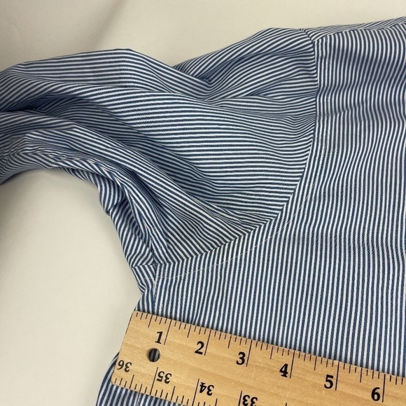Kenneth Cole Reaction Button Down Shirt Mens Large 16-16.5 32/33 Blue Striped - Picture 7 of 8
